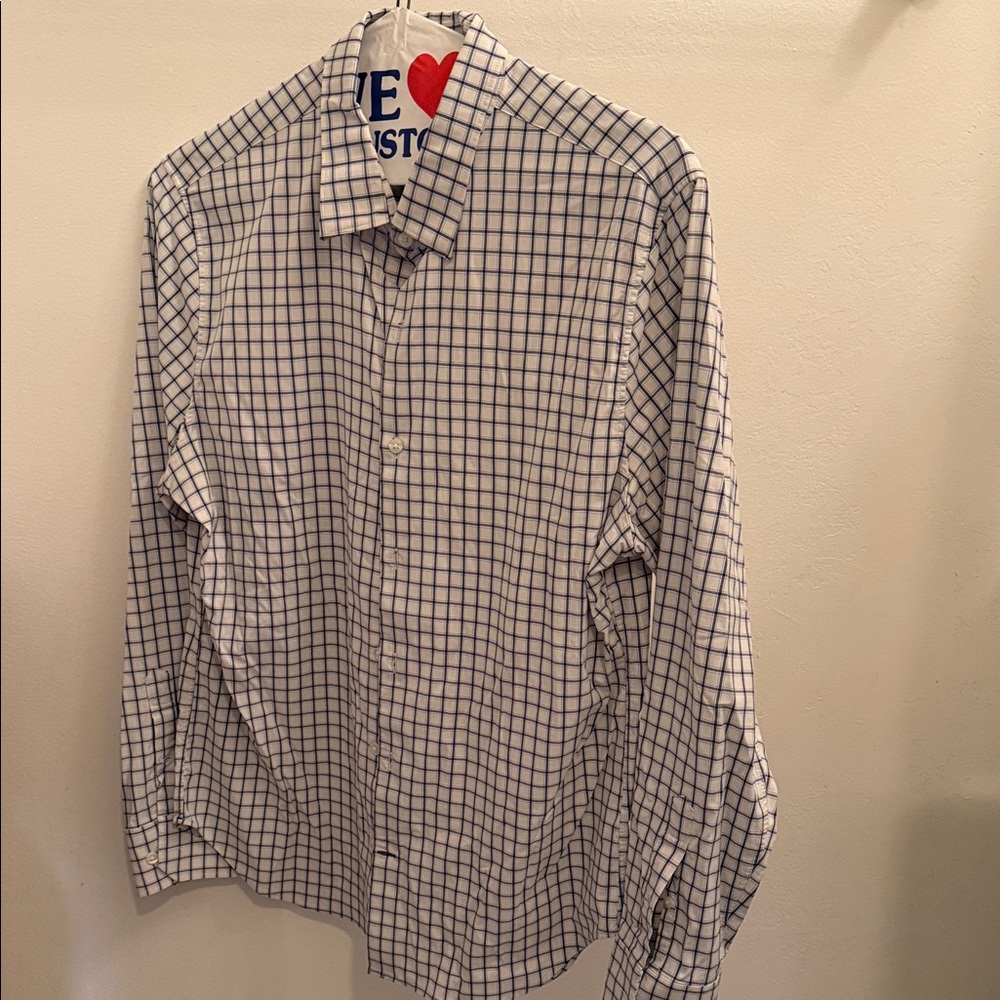 Bonobos White and Navy Grid Dress Shirt